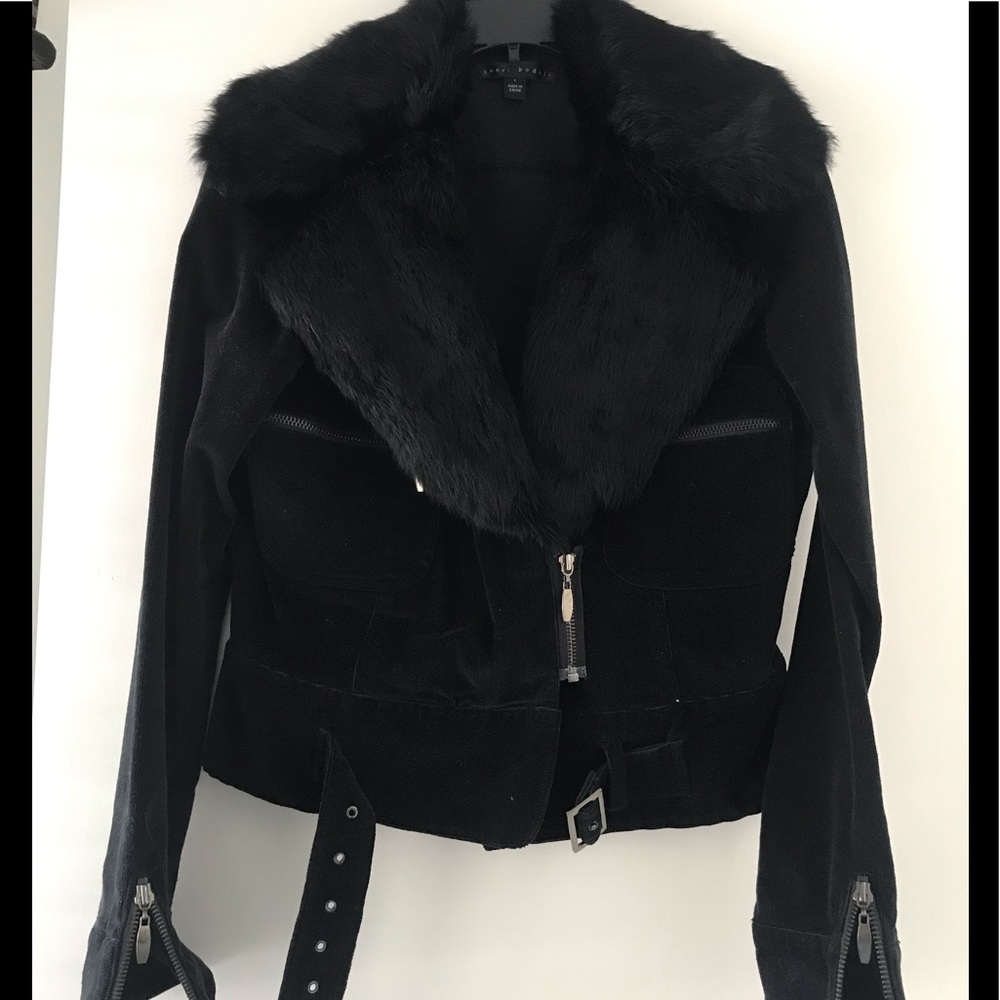 Sheri Bodell  Rabbit Fur Trimmed Corduroy Jacket